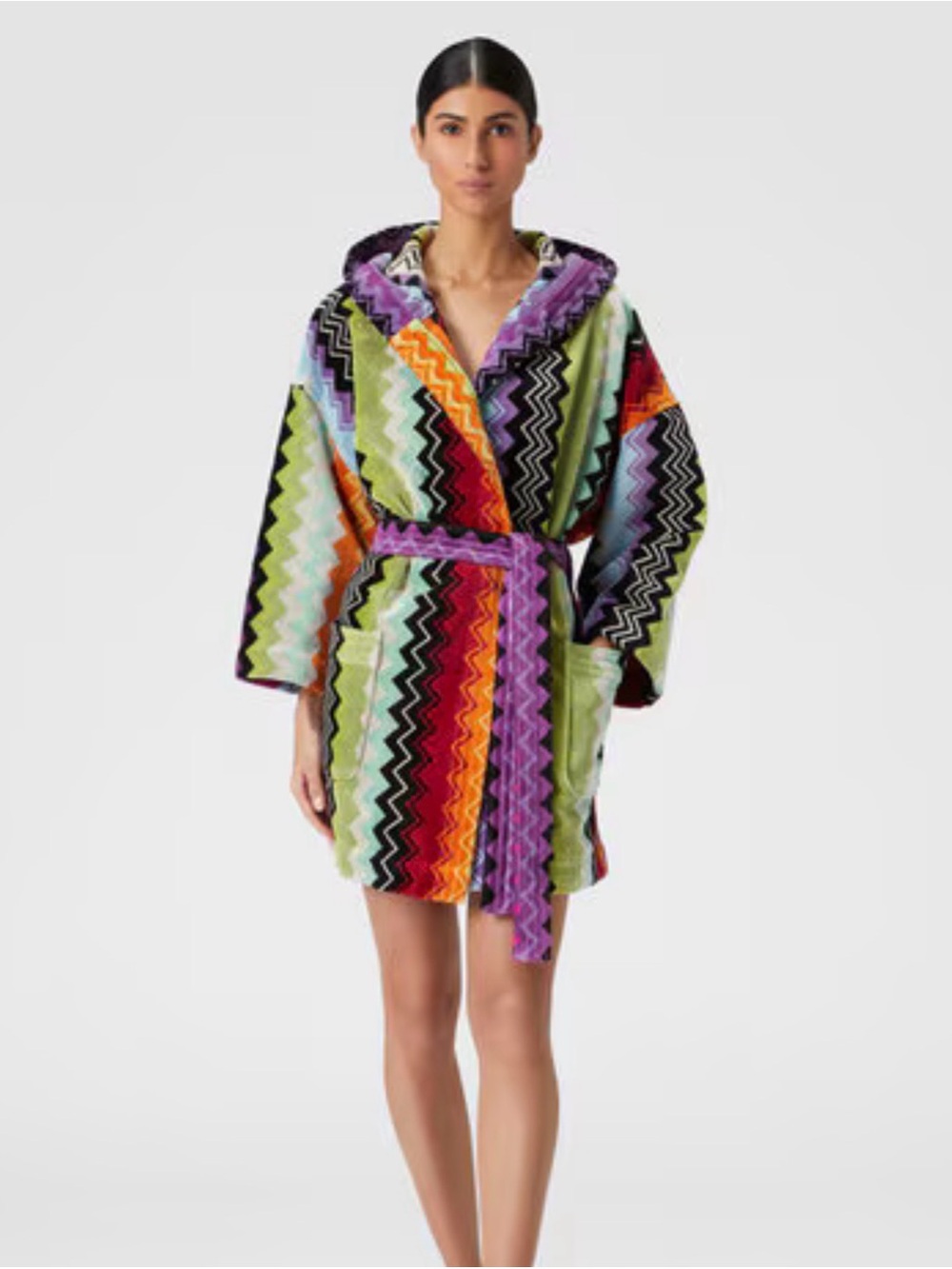 Missoni Multicolor Zigzag Hooded Swim Cover-Up Robe